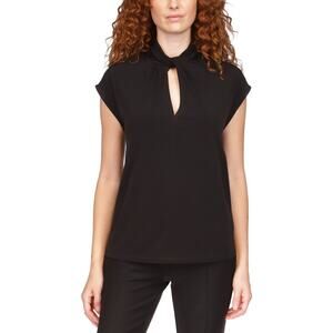 Michael Kors Women’s Petite Twisted-Neck Sleeveless Top Black US M